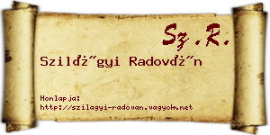 Szilágyi Radován névjegykártya
